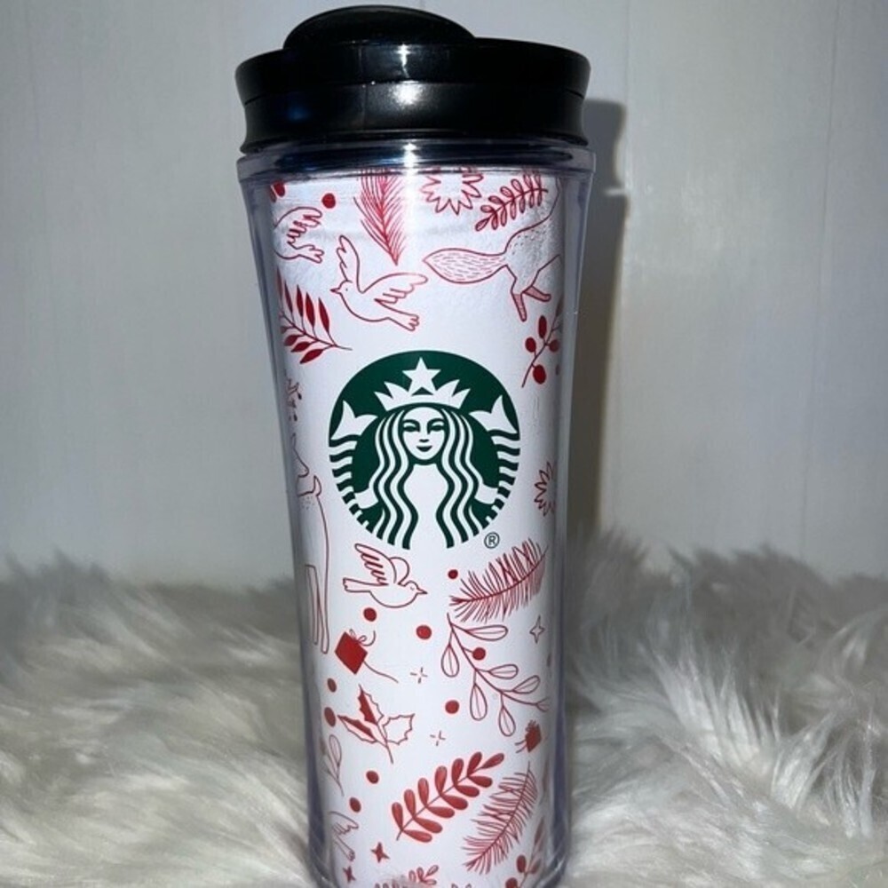 NWOT Starbucks 2019 Winter Holiday Theme Deer Fox Dove 16oz Travel Insulted Cup